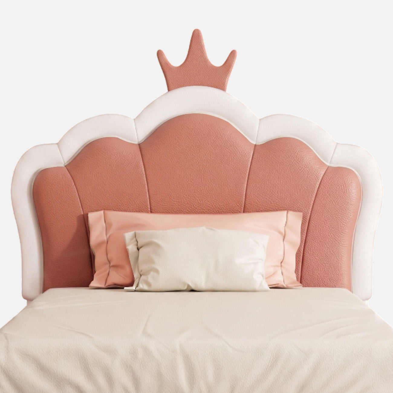 Dreamy Palace  Leatherette Kids Twin Bed with Hydraulic Storage in White and Pink