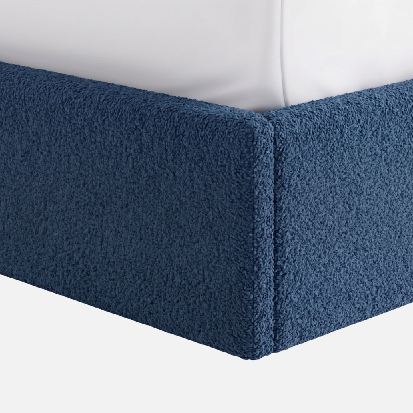 Block Design Boucle Kids Twin Bed with Hydraulic Storage in Denim Blue