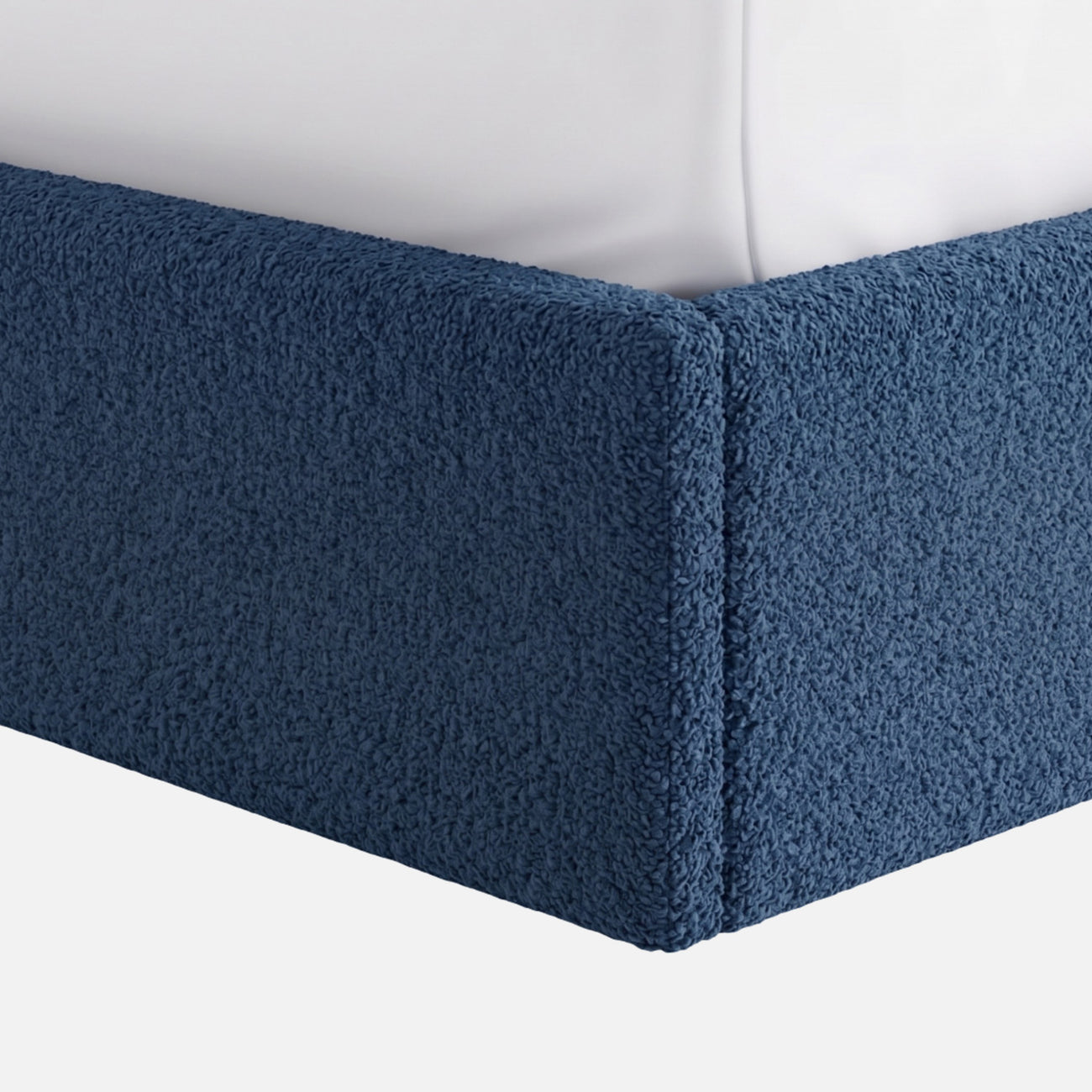 Block Design Boucle Kids Twin Bed with Hydraulic Storage in Denim Blue