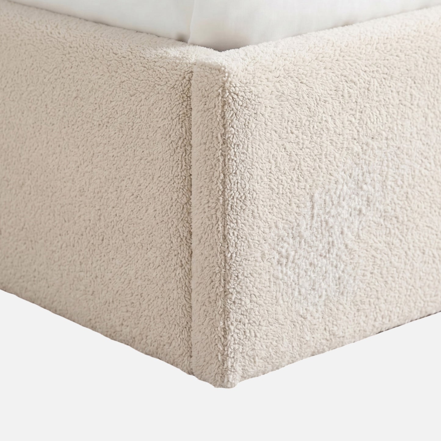 Marshmallow Boucle Kids Twin Bed with Hydraulic Storage in Cream