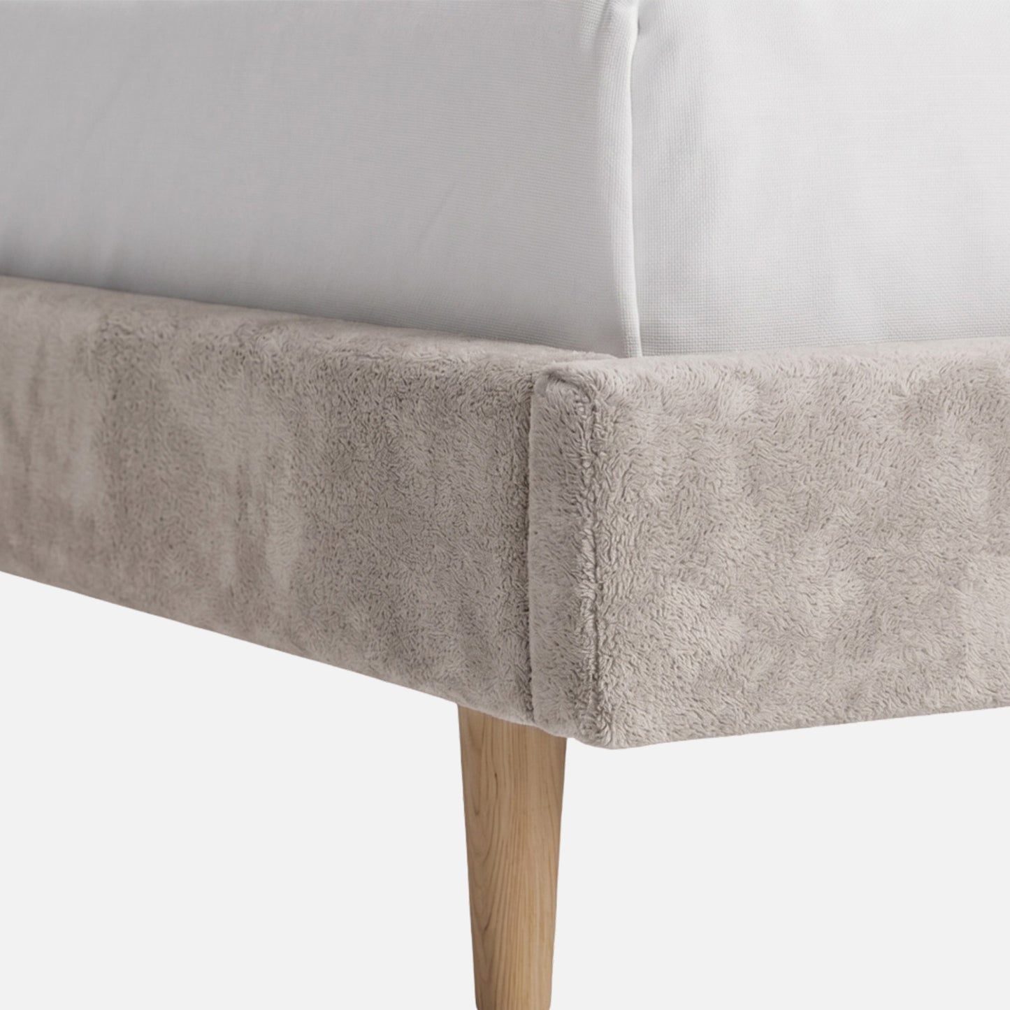 Misty Moon Boucle Kids Twin Bed with Hydraulic Storage in Cream