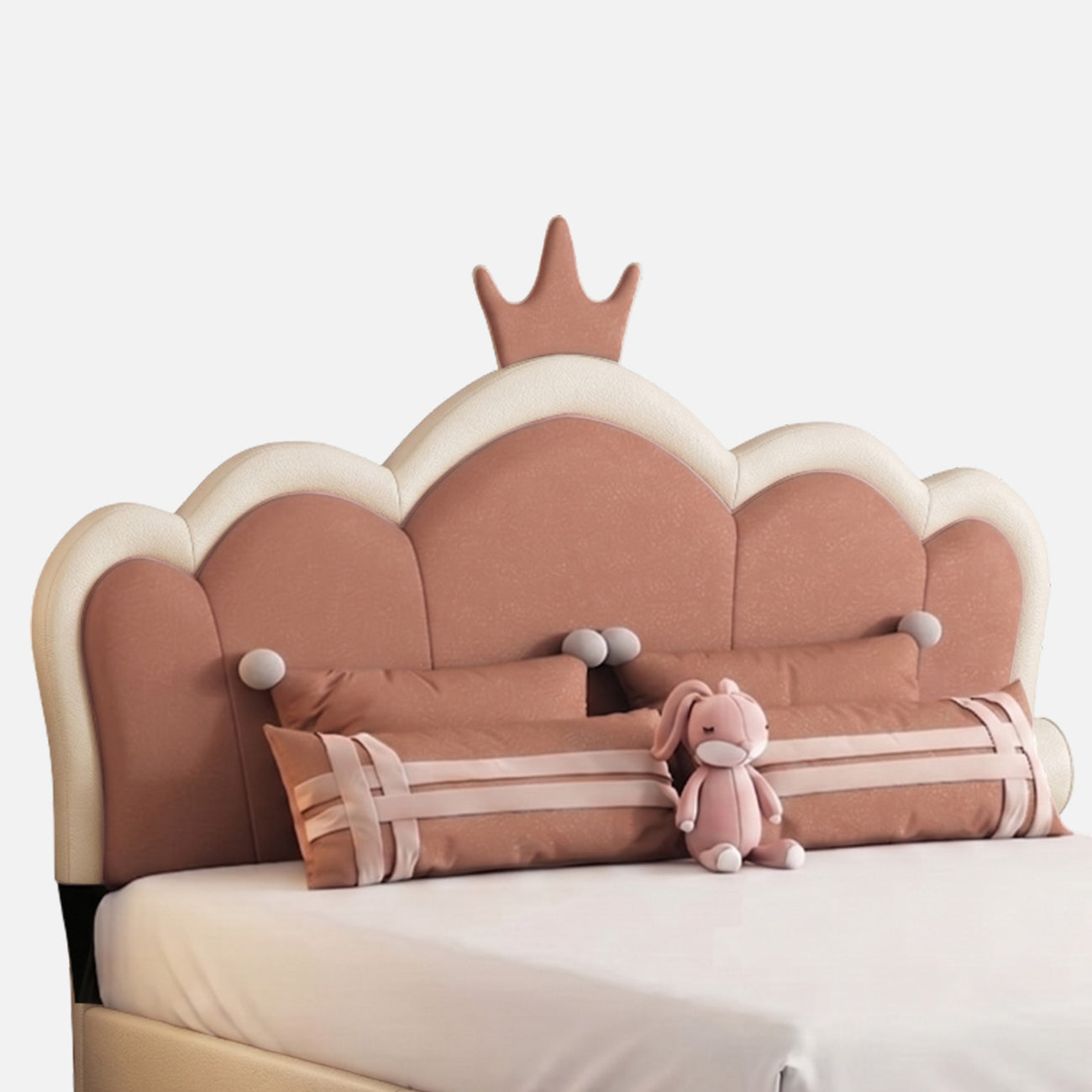 Little Queen Leatherette Kids Twin Bed with Hydraulic Storage in White and Pink