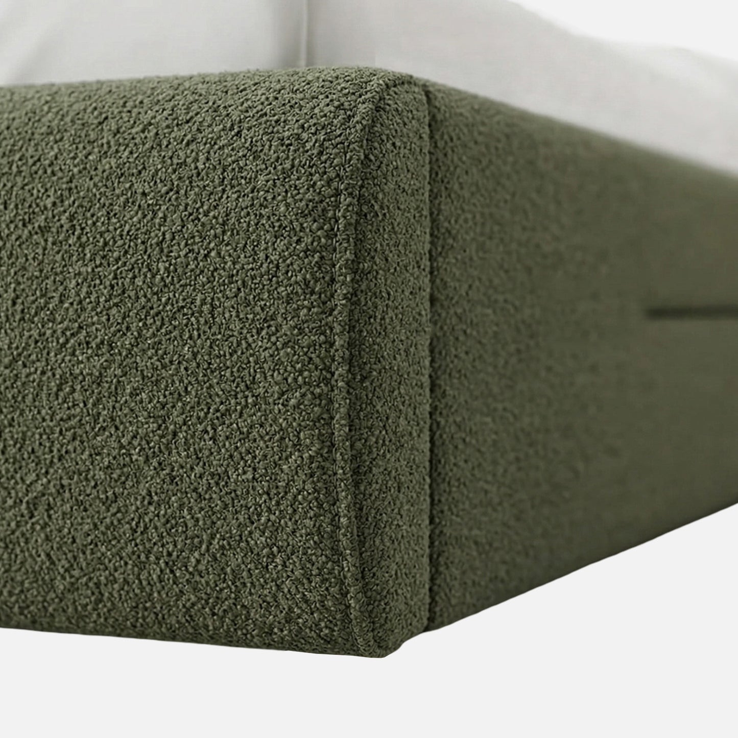 Snuggle Boucle Kids Twin Bed with Hydraulic Storage in olive