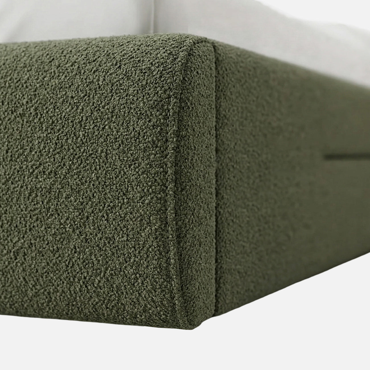 Snuggle Boucle Kids Twin Bed with Hydraulic Storage in olive