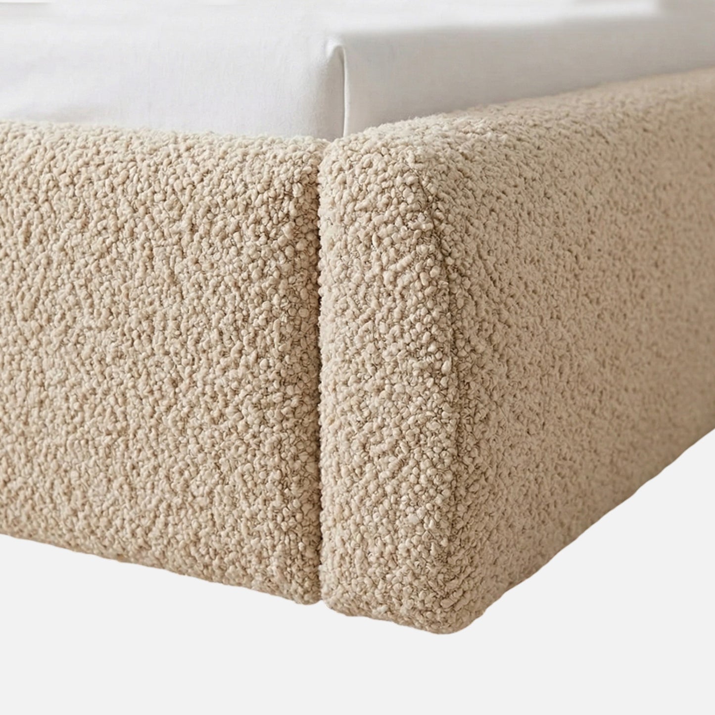 Snuggle Boucle Kids Twin Bed with Hydraulic Storage in Cream
