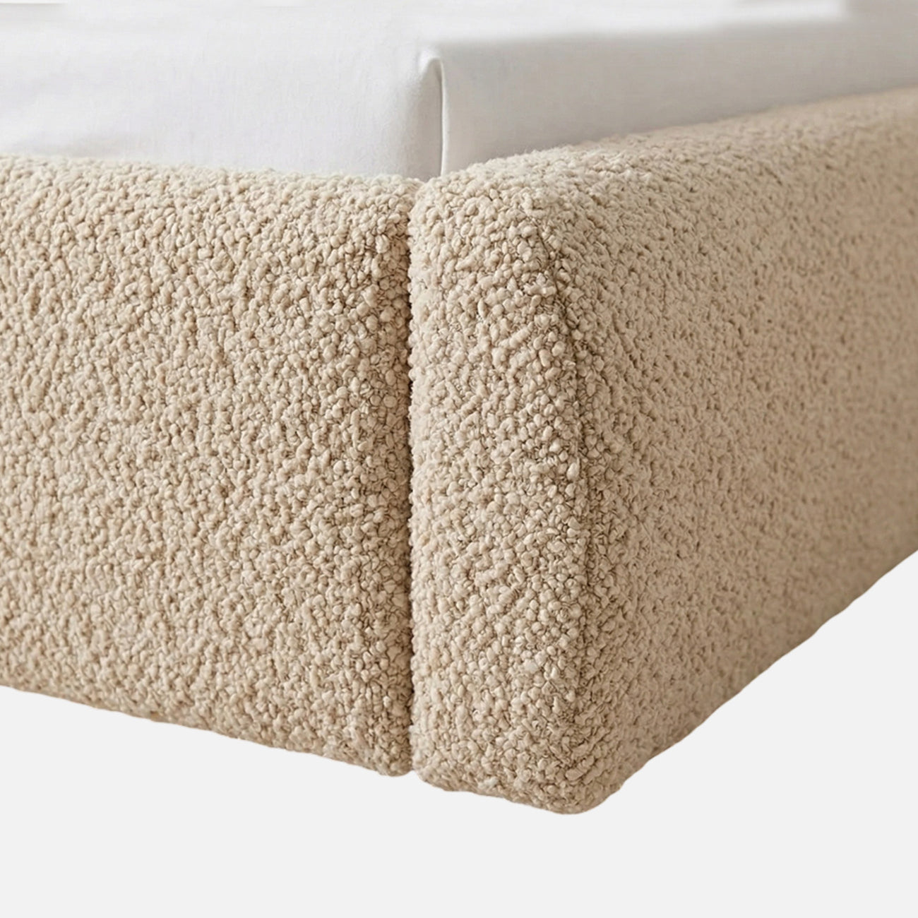Snuggle Boucle Kids Twin Bed with Hydraulic Storage in Cream