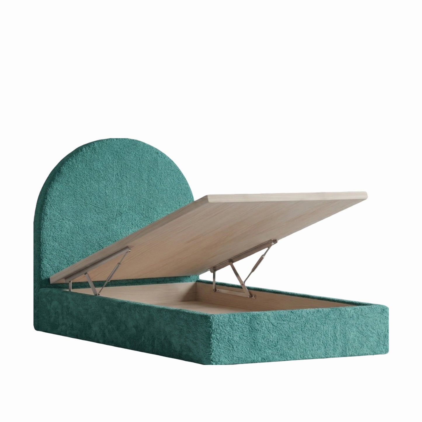 Moonrise Boucle Kids Twin Bed with Hydraulic Storage in Green
