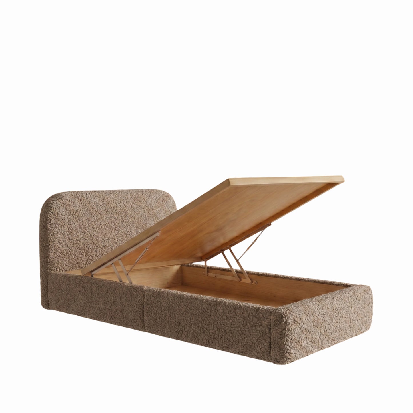 Snuggle Boucle Kids Twin Bed with Hydraulic Storage in Beige