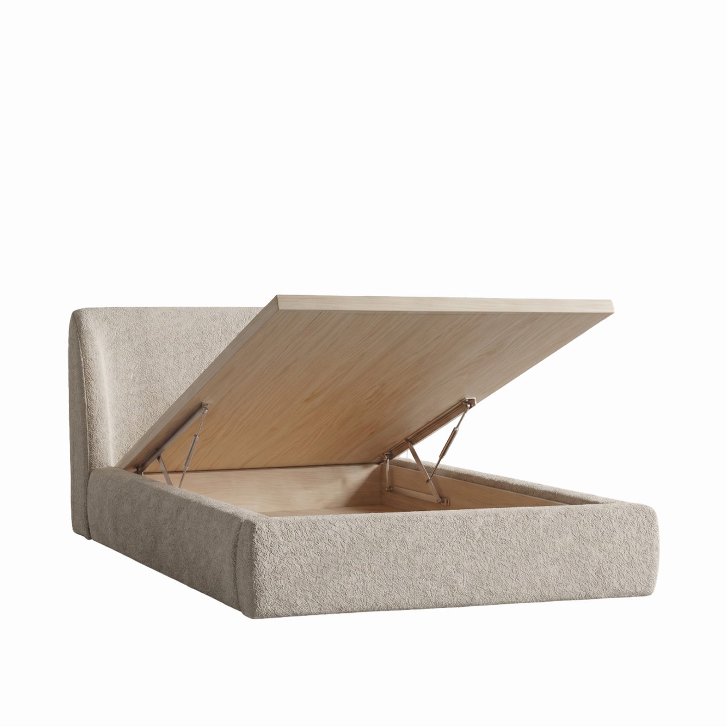 Baby Breeze Boucle Kids Twin Bed with Hydraulic Storage in Cream