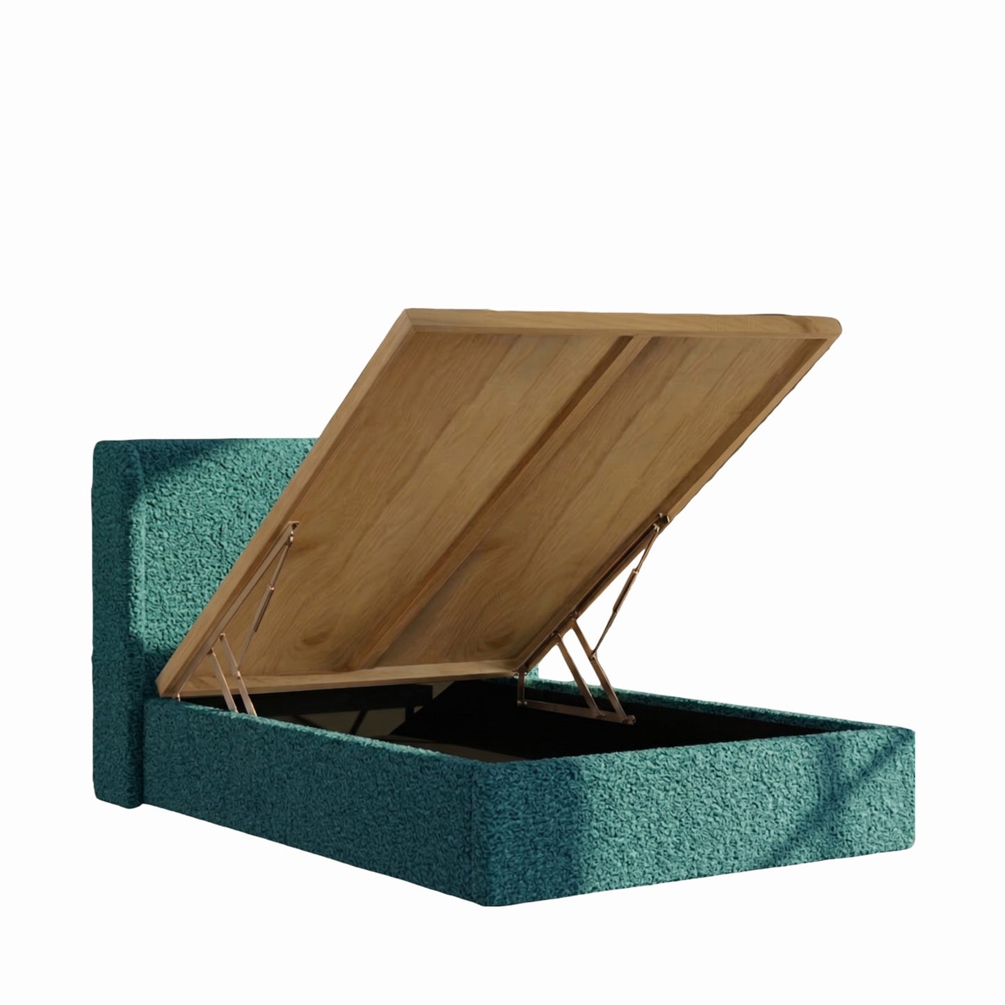 Tiny Haven Boucle Kids Twin Bed with Hydraulic Storage in Green