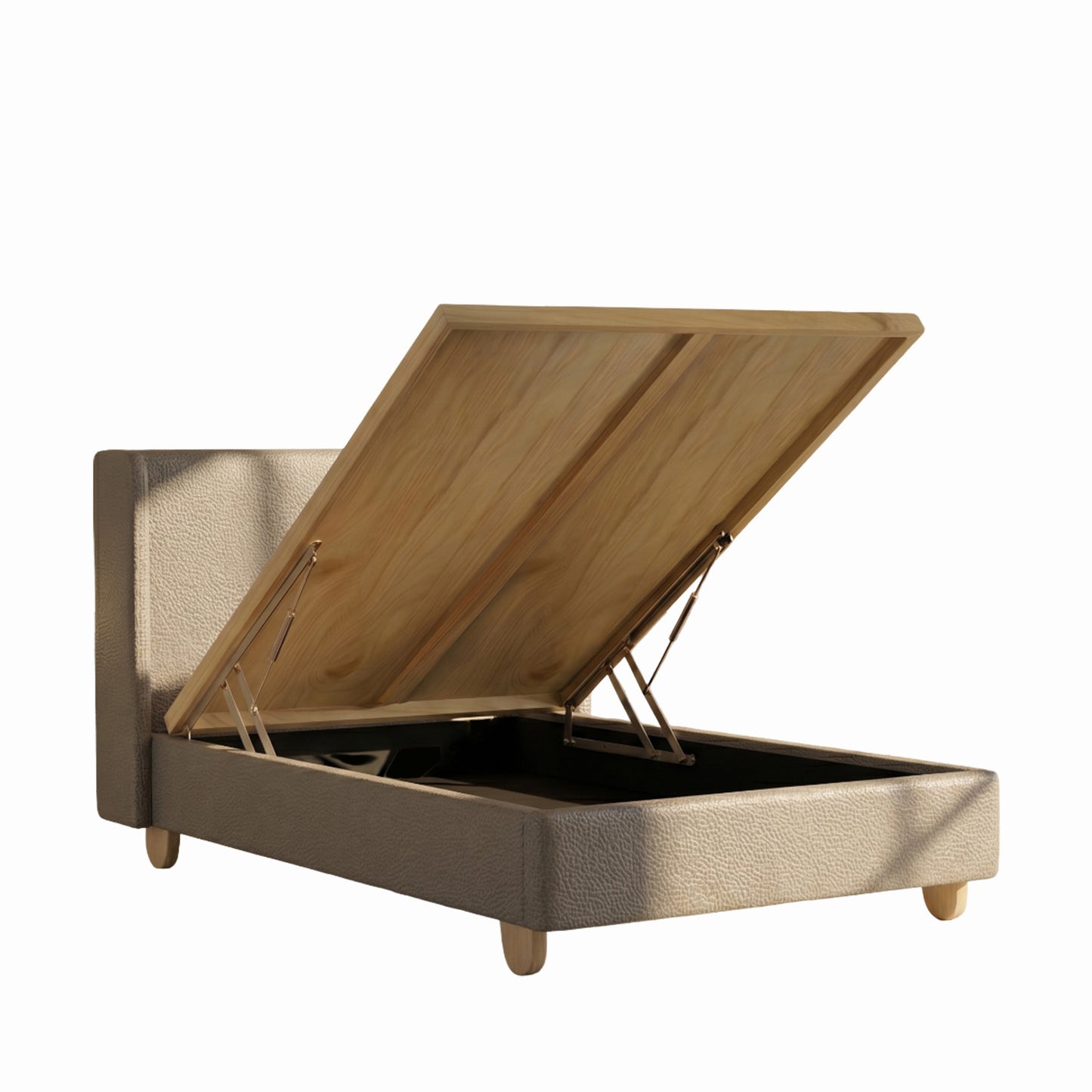Caramel Arch Velvet Suede Kids Twin Bed with Hydraulic Storage in Grey