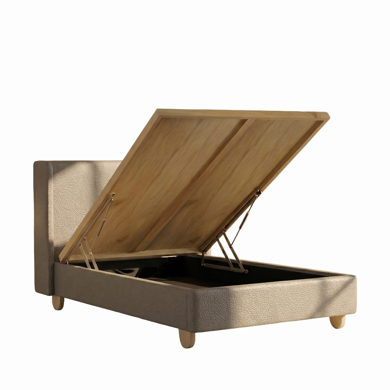 Caramel Arch Velvet Suede Kids Twin Bed with Hydraulic Storage in Grey