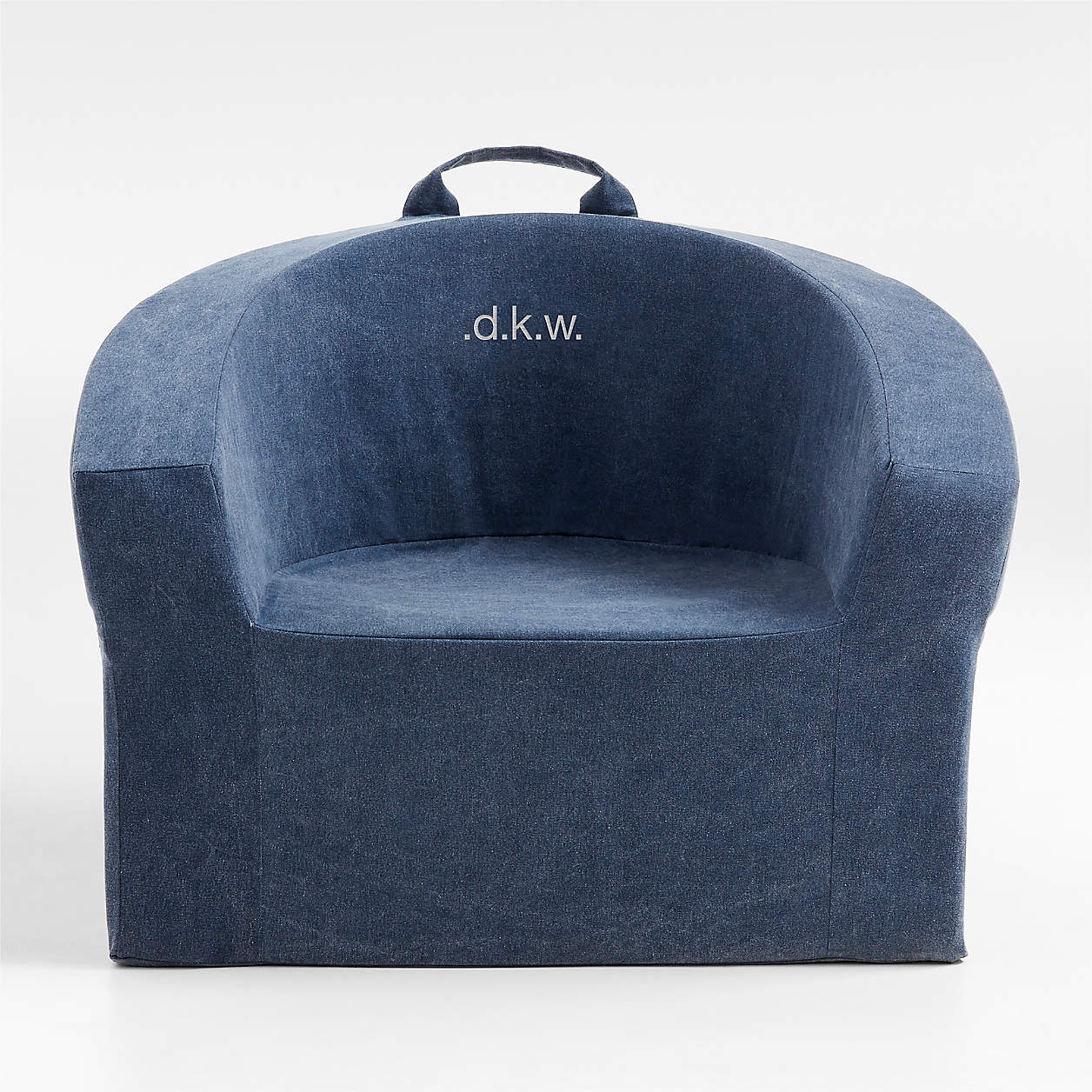 Aiden Navy Blue Puffy Organic Cotton Kids Lounge Chair