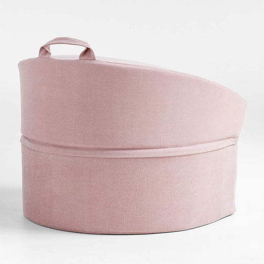 Chloe Soft Pink Puffy Organic Cotton Kids Lounge Chair
