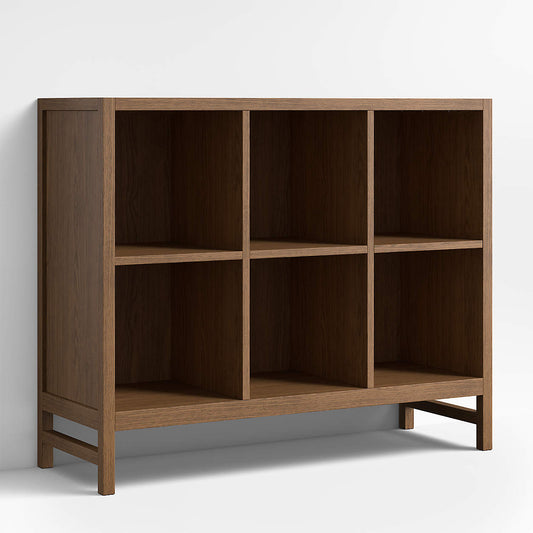 Beau 40" Barley Brown Wood 6-Cube Kids Bookcase