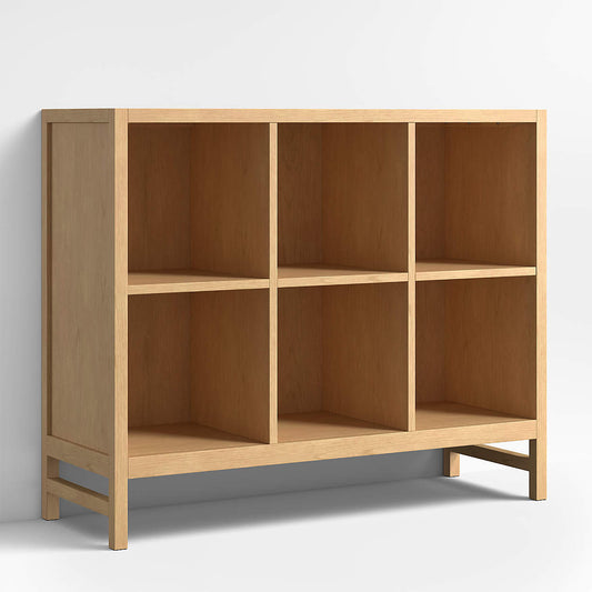 Beau 40" Natural Oak Wood 6-Cube Kids Bookcase