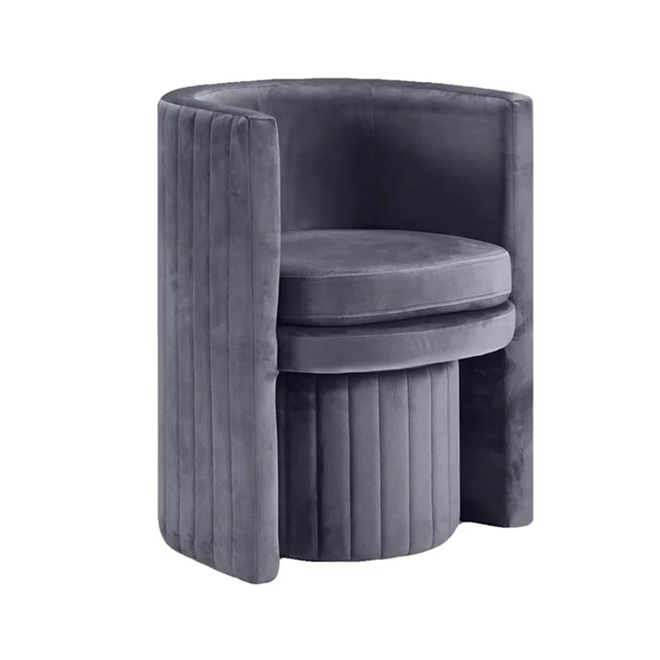 Contemporary Luxe Lounge Chair With Ottoman Footrest Grey