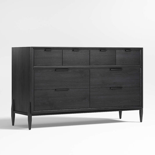 Bodie 54" Ebonized Black Wood Wide 8-Drawer Kids Dresser