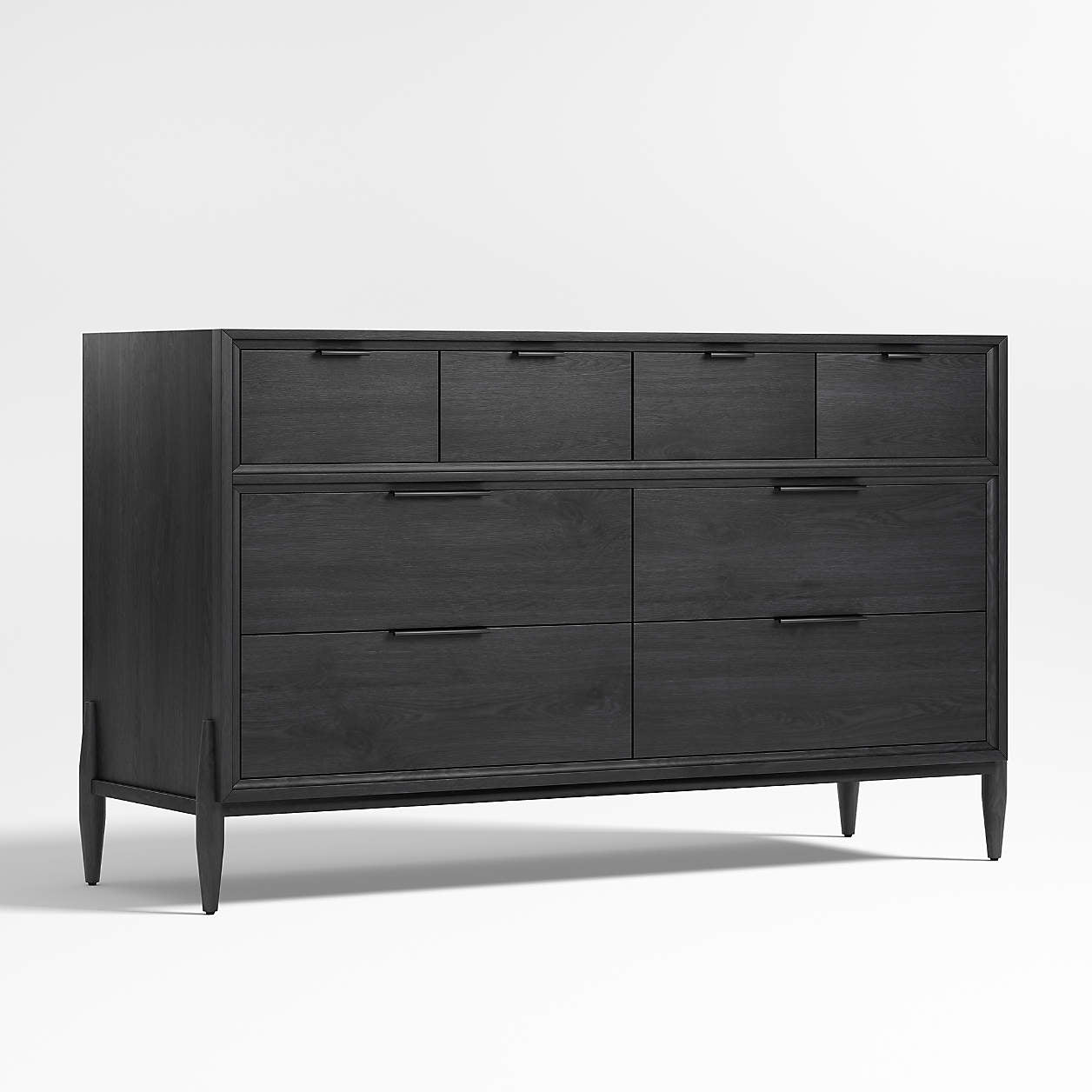 Bodie 54" Ebonized Black Wood Wide 8-Drawer Kids Dresser
