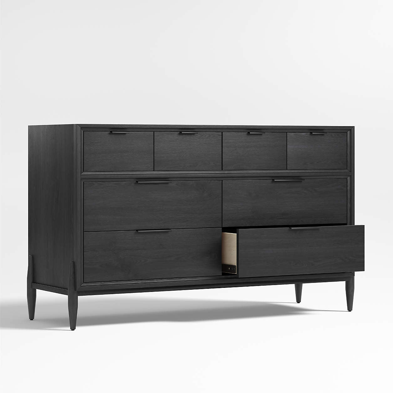 Bodie 54" Ebonized Black Wood Wide 8-Drawer Kids Dresser
