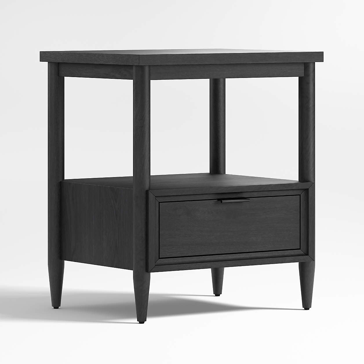 Bodie 20" Ebonized Black Wood Kids Nightstand with Drawer