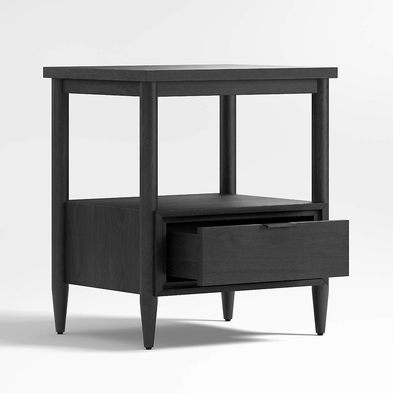 Bodie 20" Ebonized Black Wood Kids Nightstand with Drawer