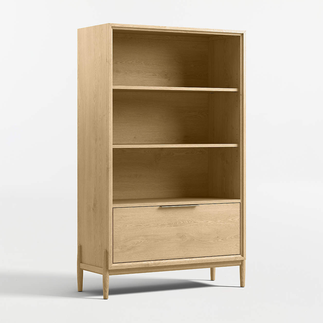 Bodie 36" Natural Wood 3-Shelf Tall Kids Bookcase with Drawer