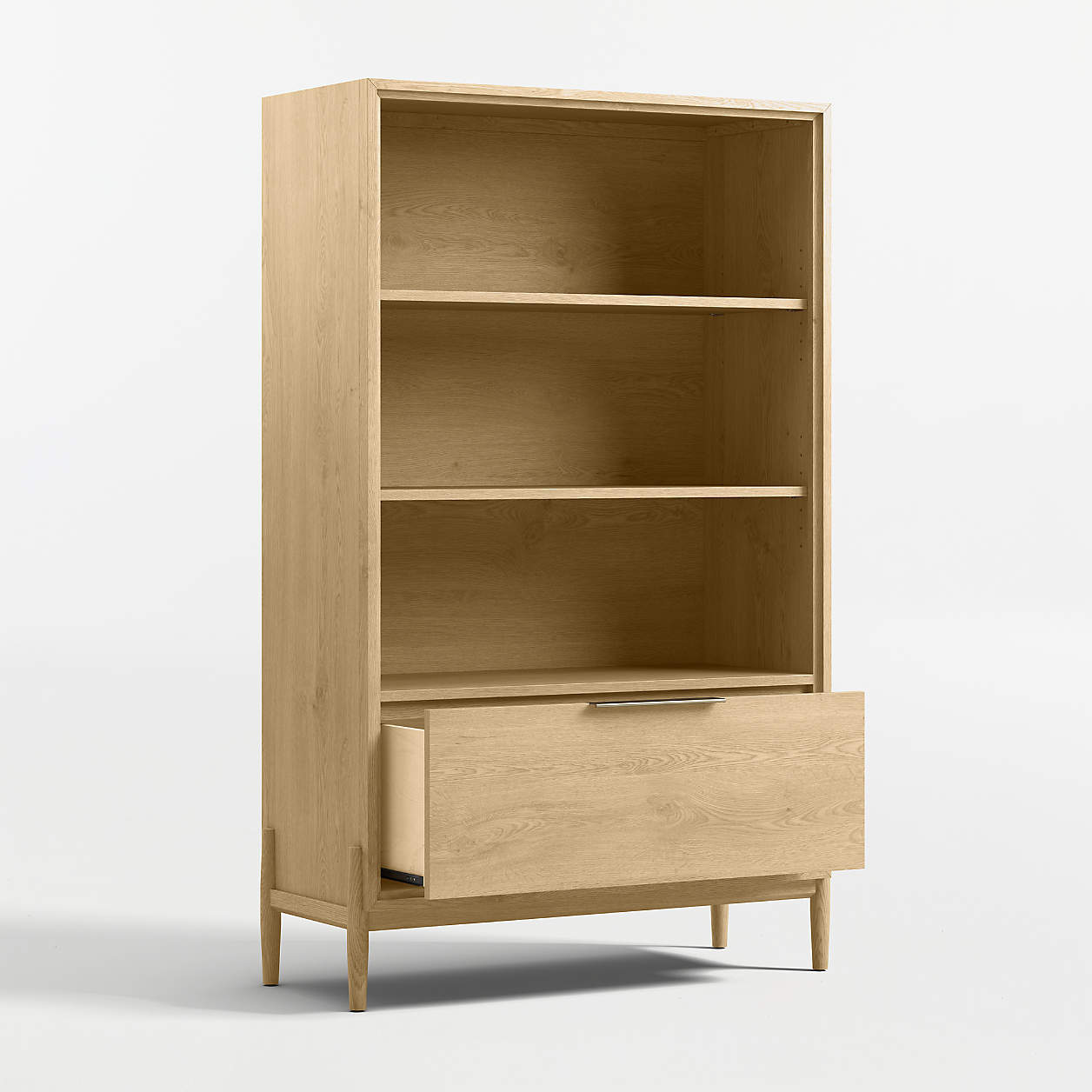 Bodie 36" Natural Wood 3-Shelf Tall Kids Bookcase with Drawer