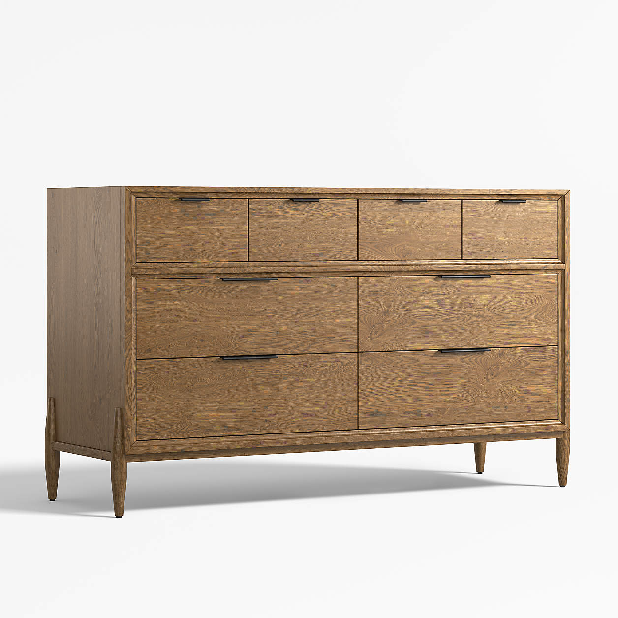 Bodie 54" Flax Brown Wood Wide 8-Drawer Kids Dresser