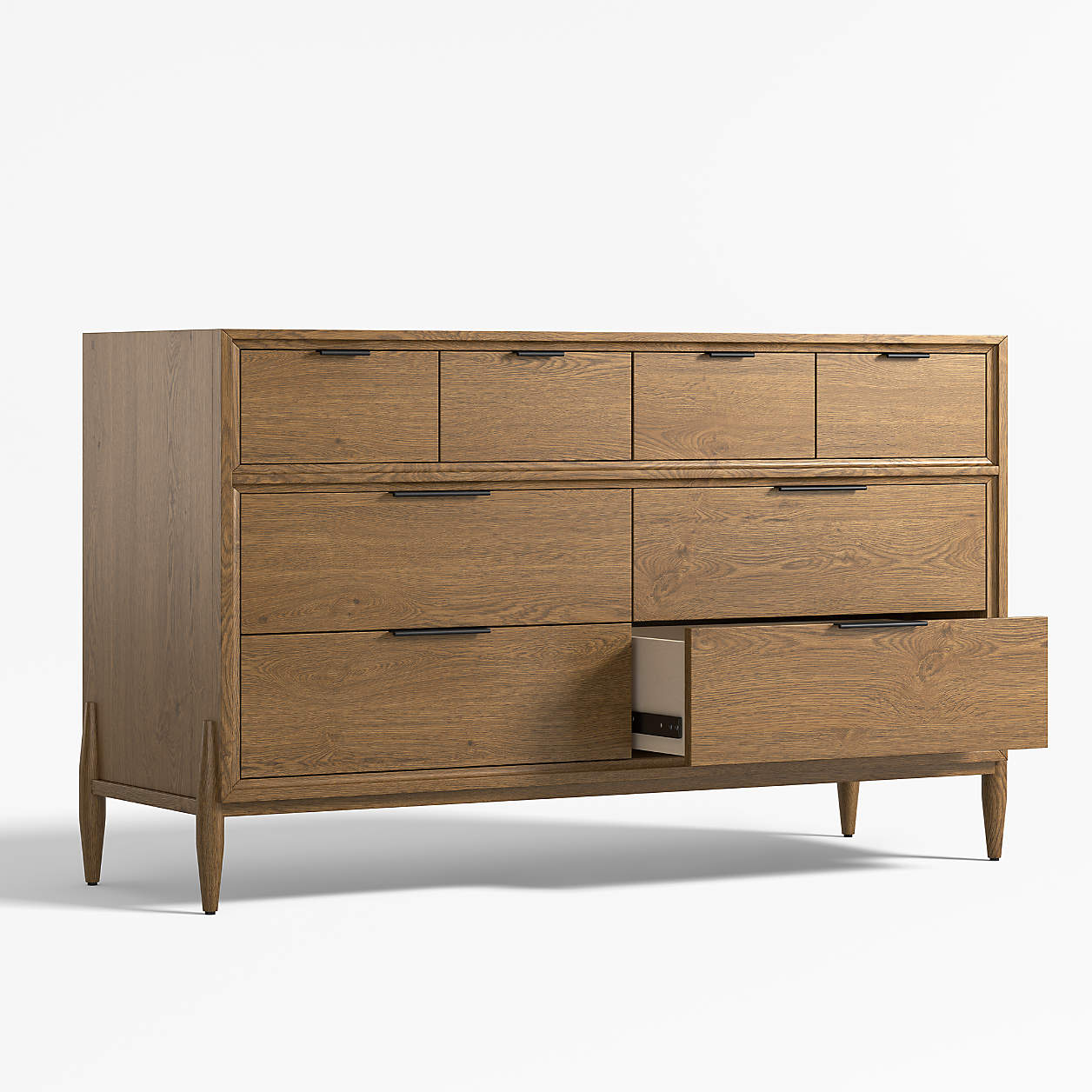 Bodie 54" Flax Brown Wood Wide 8-Drawer Kids Dresser