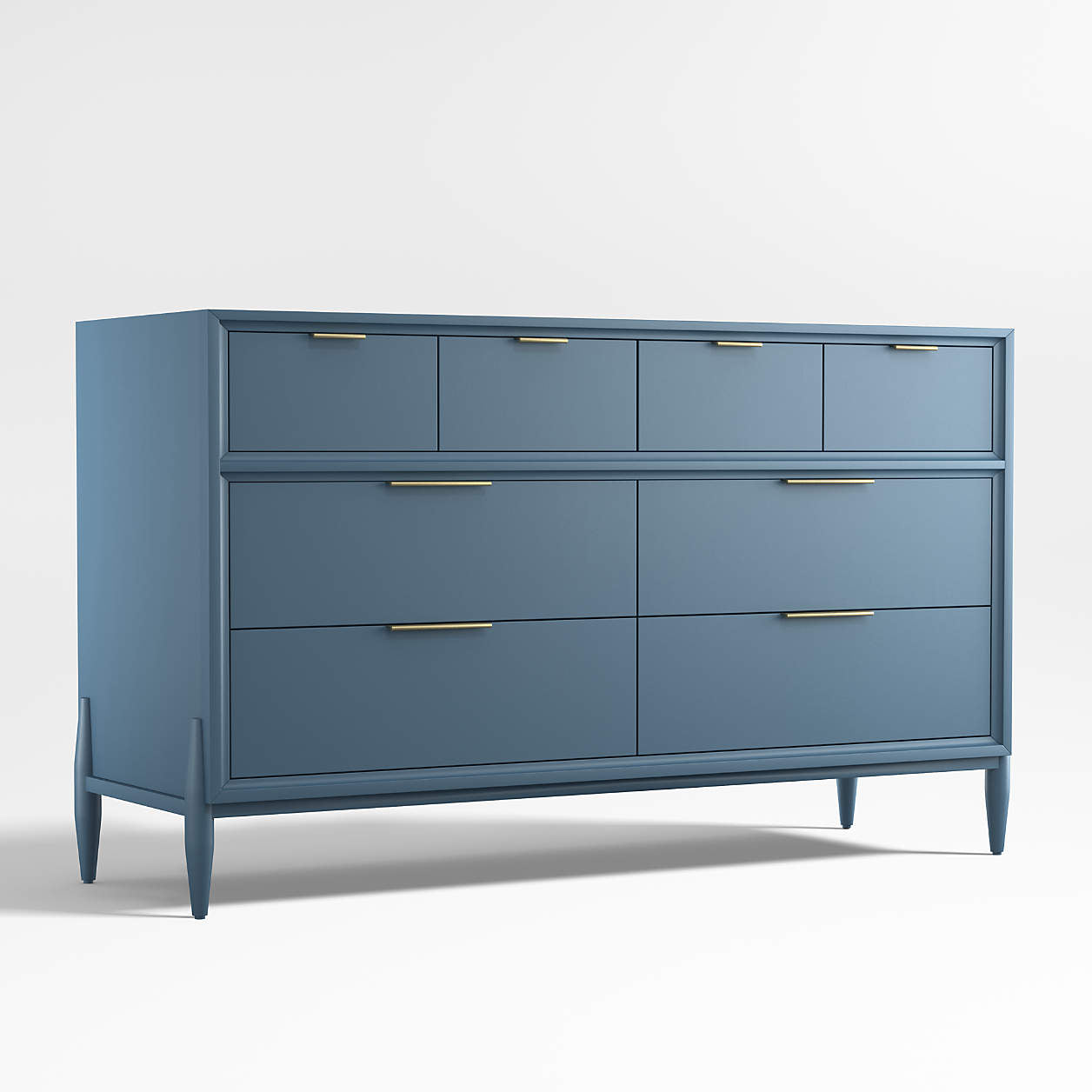 Bodie 54" Blue Wood Wide 8-Drawer Kids Dresser