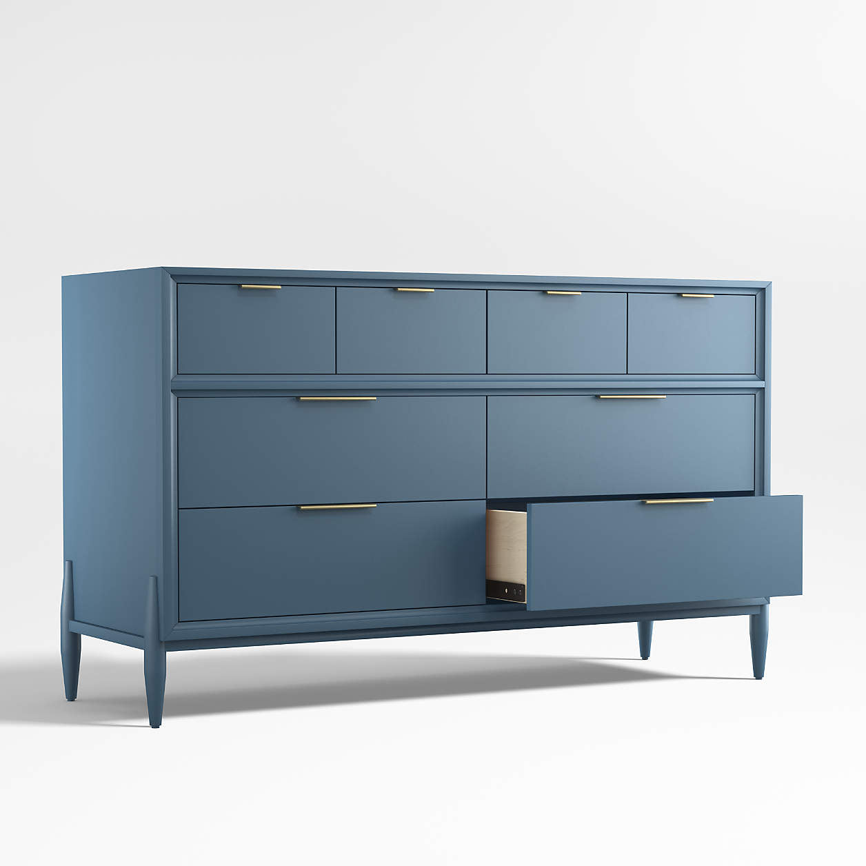 Bodie 54" Blue Wood Wide 8-Drawer Kids Dresser