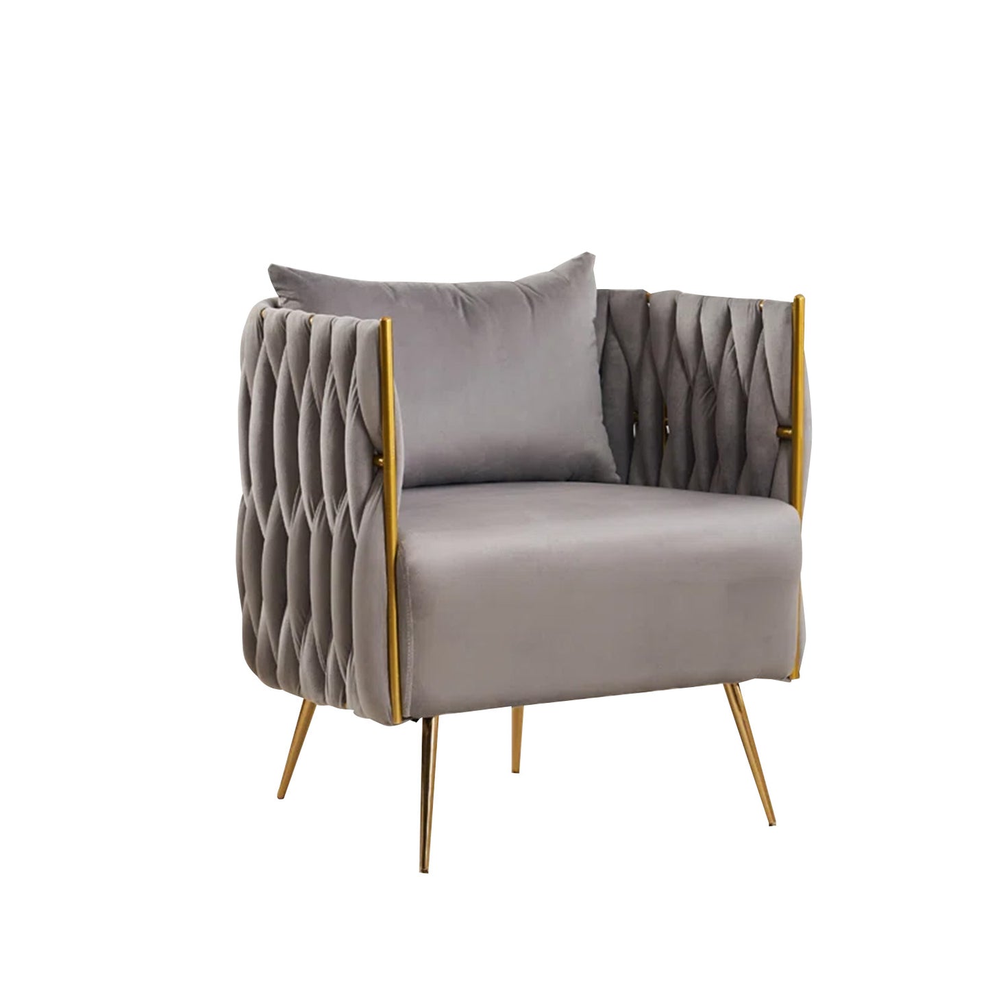 Buy Now Opulent Velvet Majesty Accent Chair With Ottoman Footrest Grey Online