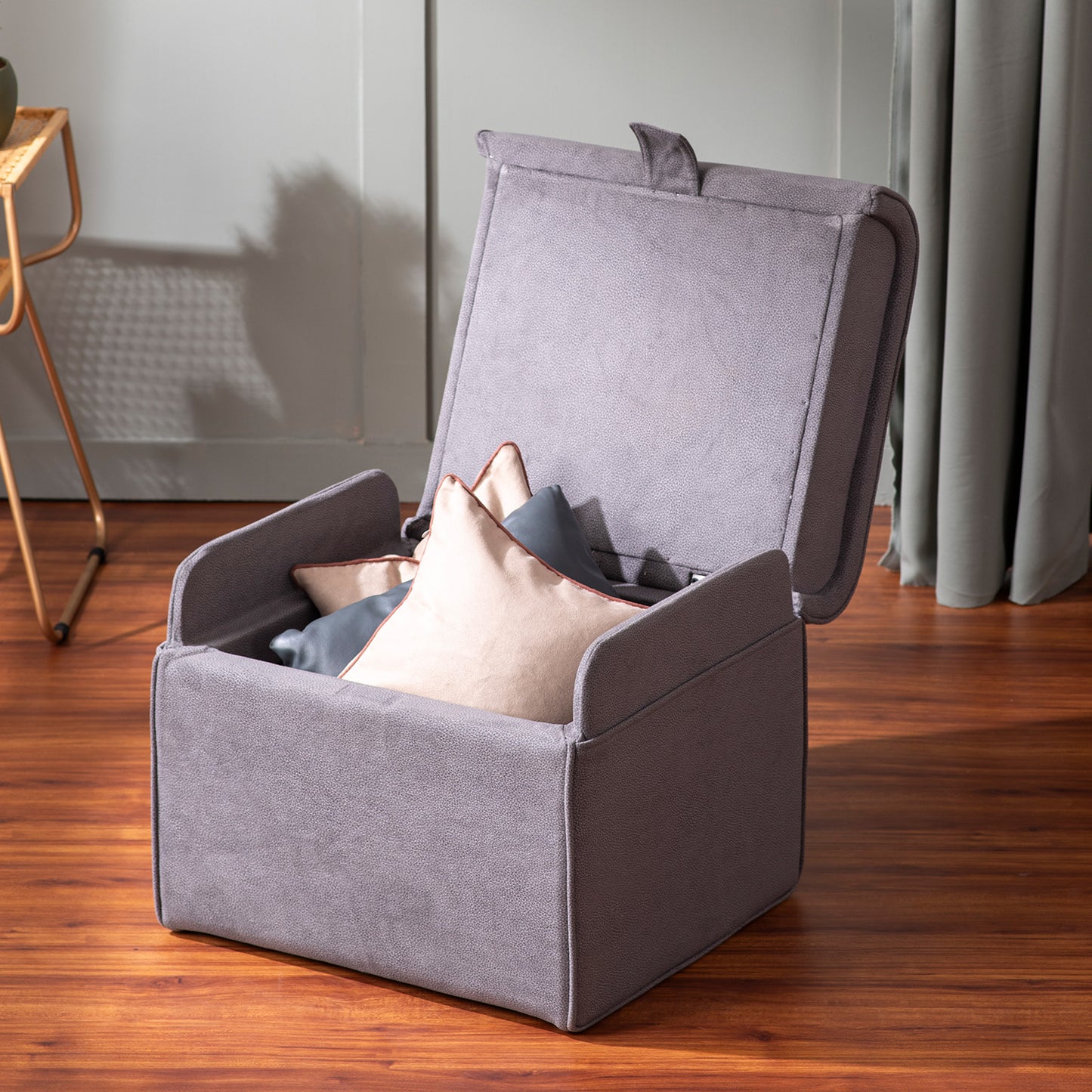 Buy Online Beige & Grey Storage Ottoman Set Of 2 Online Shop Now 