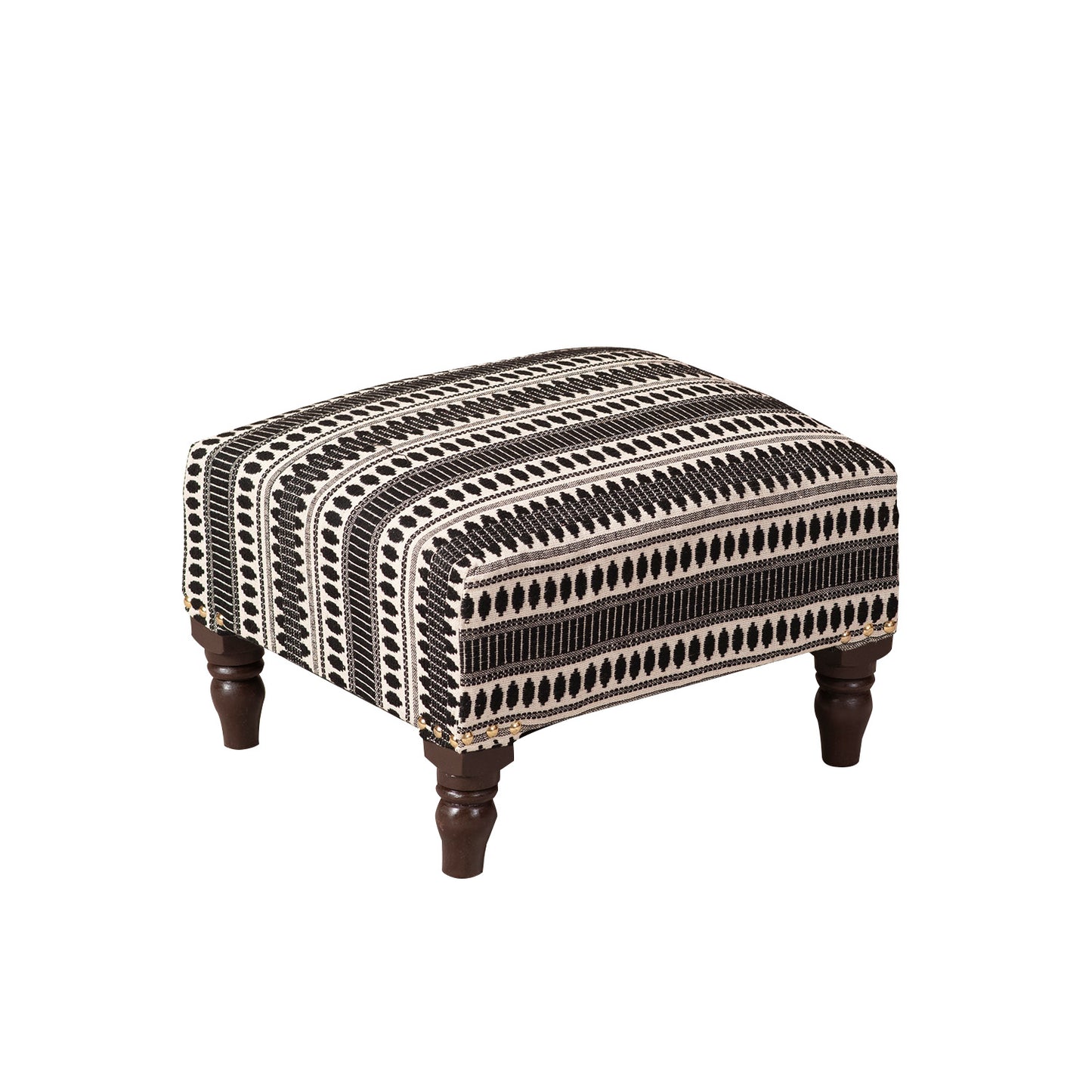 Buy Online Bohemian Jacquard Wooden Footrests in Black & White Color Best Price