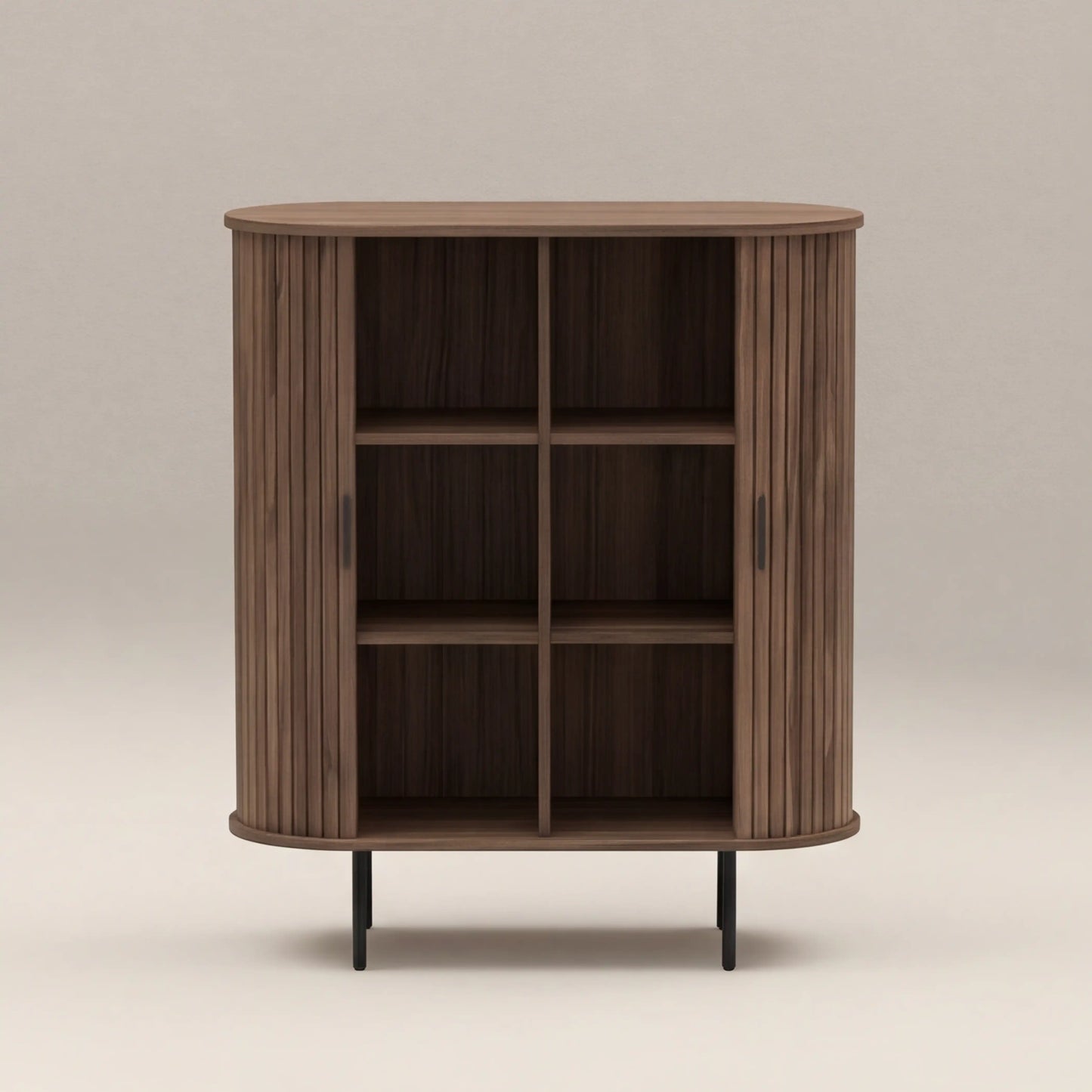 Mika Tall Wooden Sideboard Walnut & Black