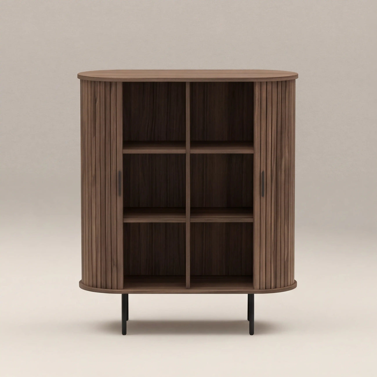 Mika Tall Wooden Sideboard Walnut & Black