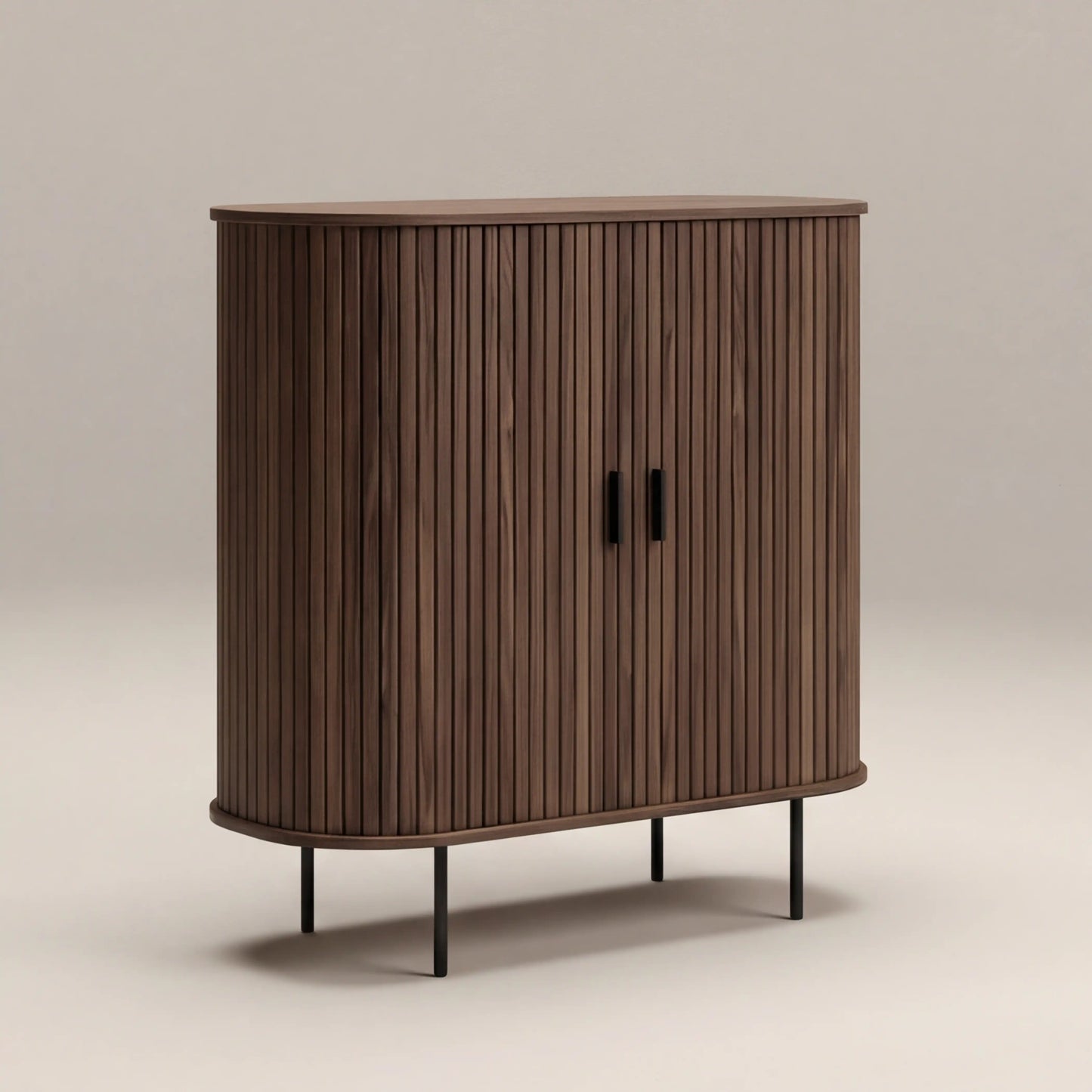 Mika Tall Wooden Sideboard Walnut & Black