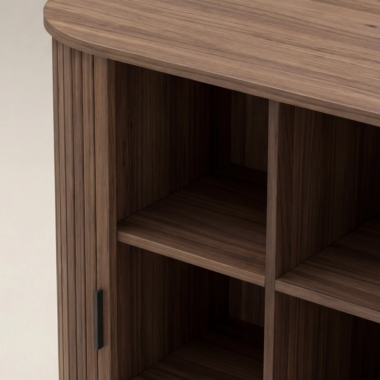 Mika Tall Wooden Sideboard Walnut & Black