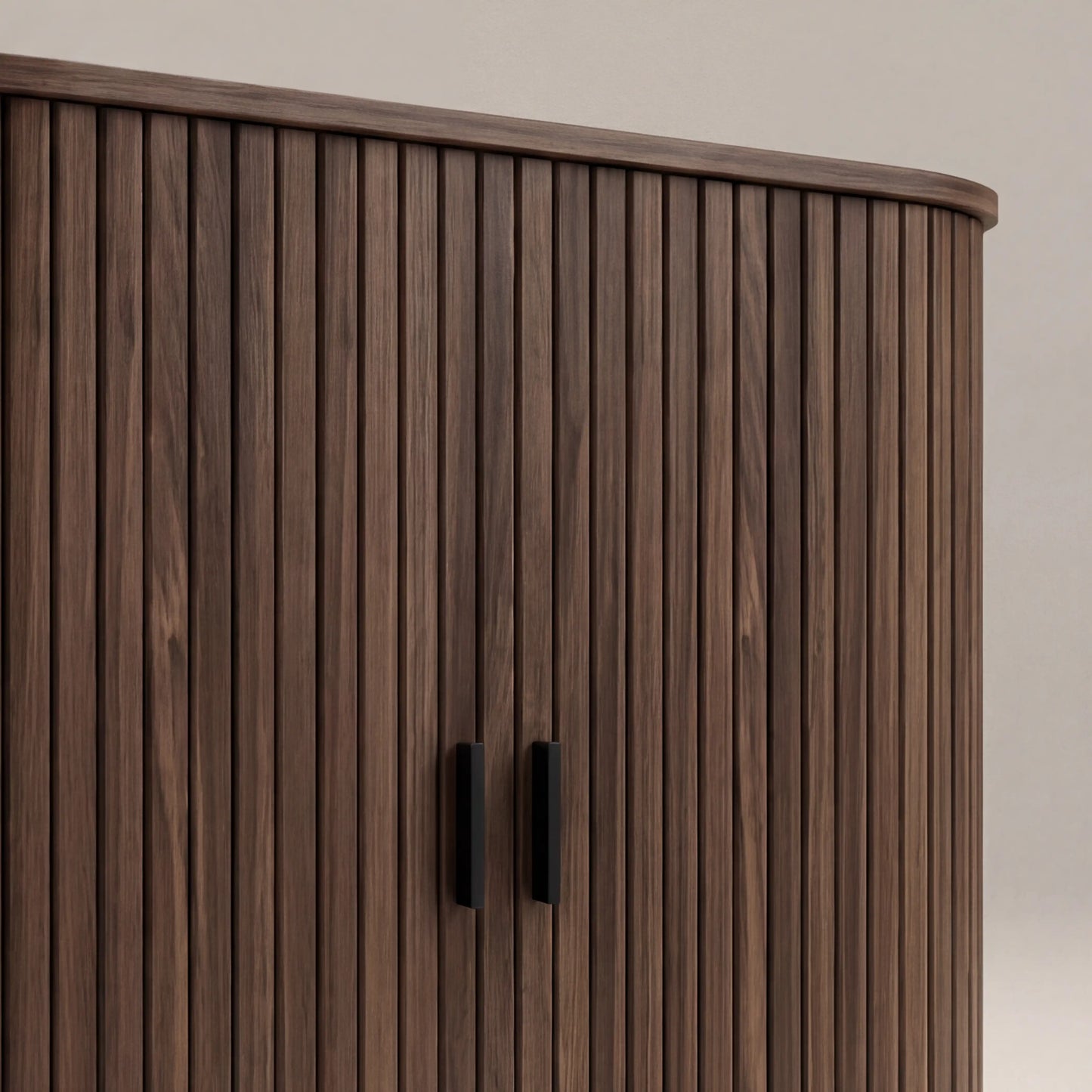 Mika Tall Wooden Sideboard Walnut & Black