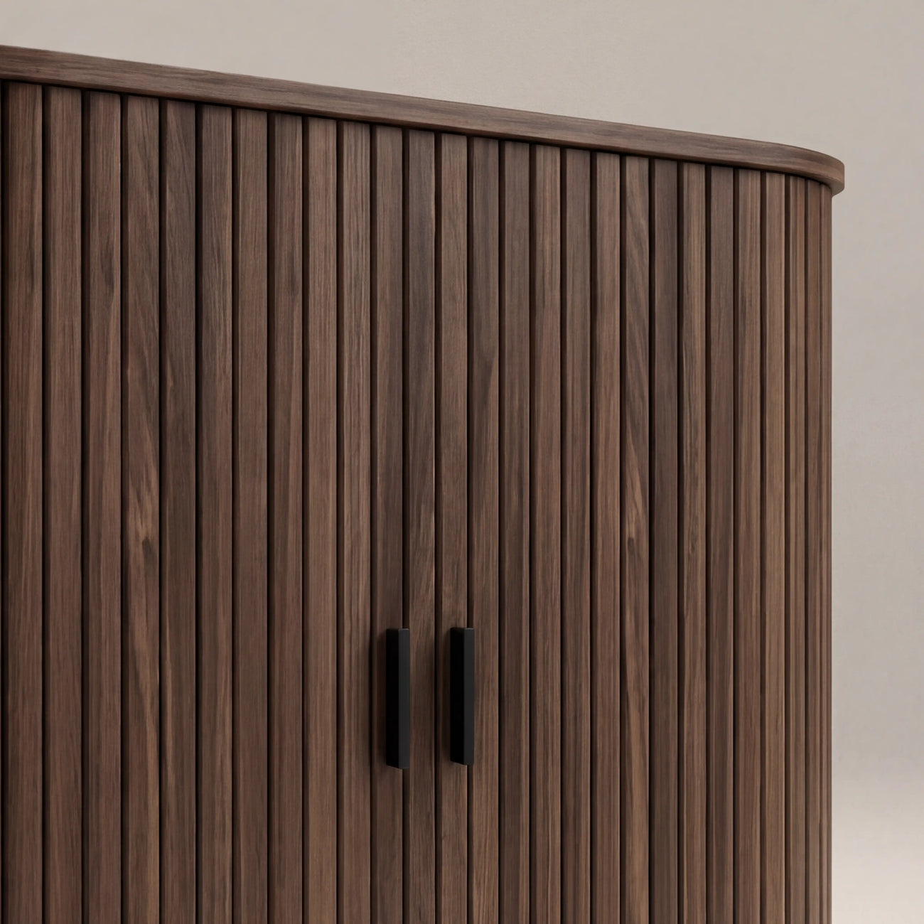 Mika Tall Wooden Sideboard Walnut & Black
