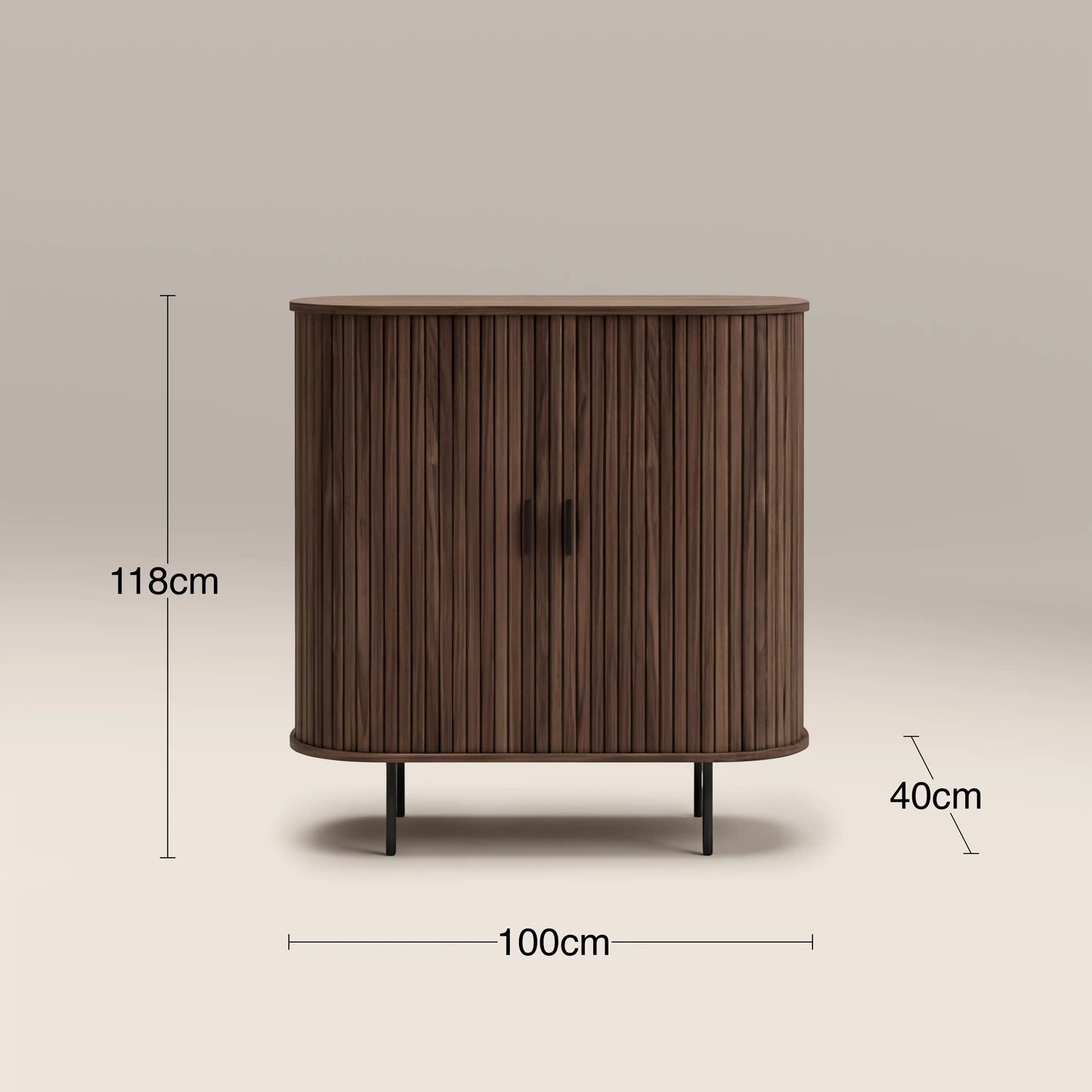 Mika Tall Wooden Sideboard Walnut & Black