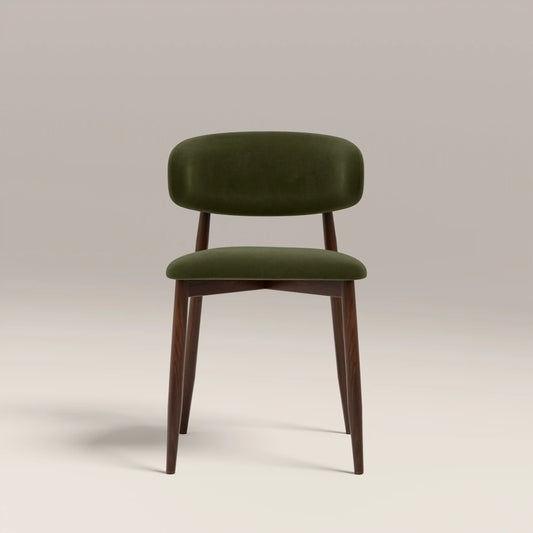 Halston Dining Chair Green & Walnut
