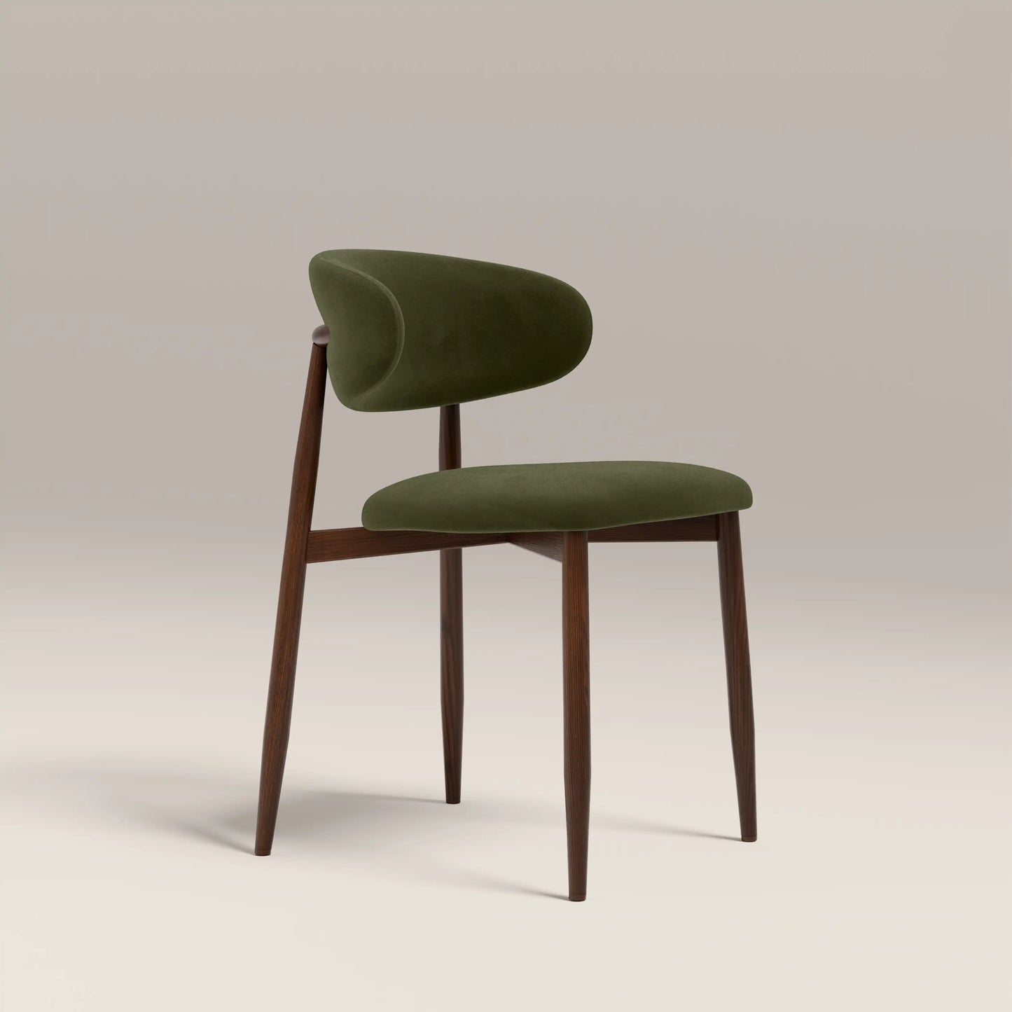 Halston Dining Chair Green & Walnut
