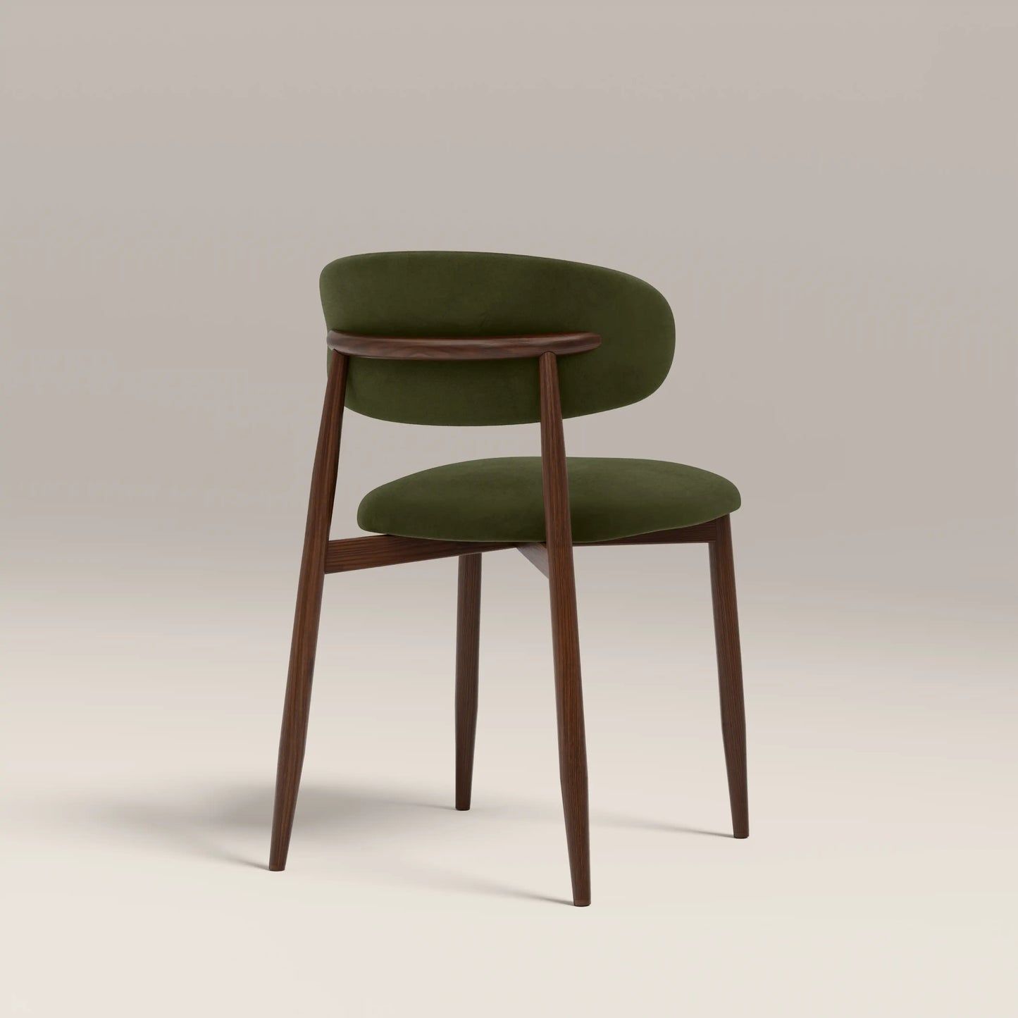 Halston Dining Chair Green & Walnut