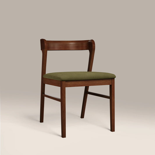 Chiswick Wooden Dining Chair Moss Green & Walnut
