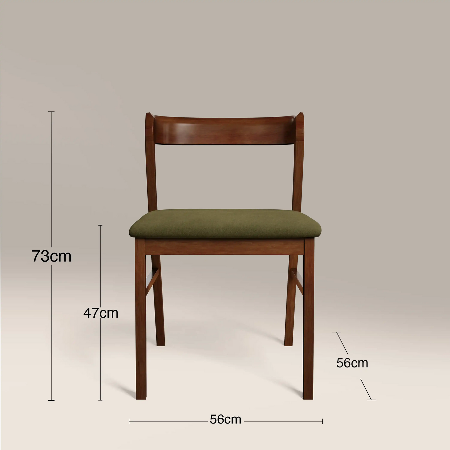 Chiswick Wooden Dining Chair Moss Green & Walnut