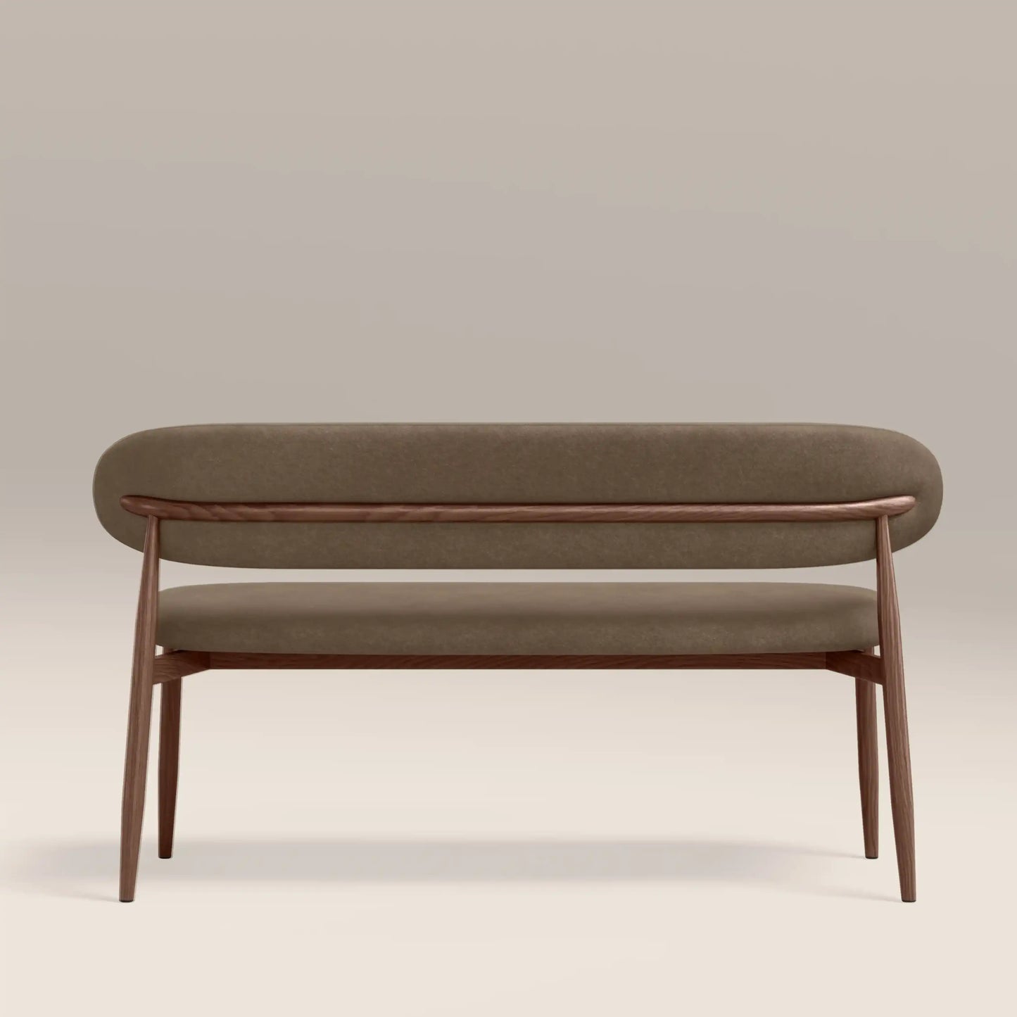 Halston 3 Seater Dining Bench Truffle Brown & Walnut