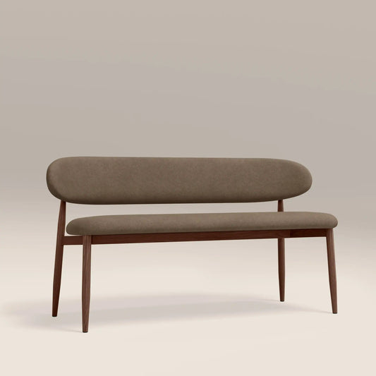 Halston 3 Seater Dining Bench Truffle Brown & Walnut