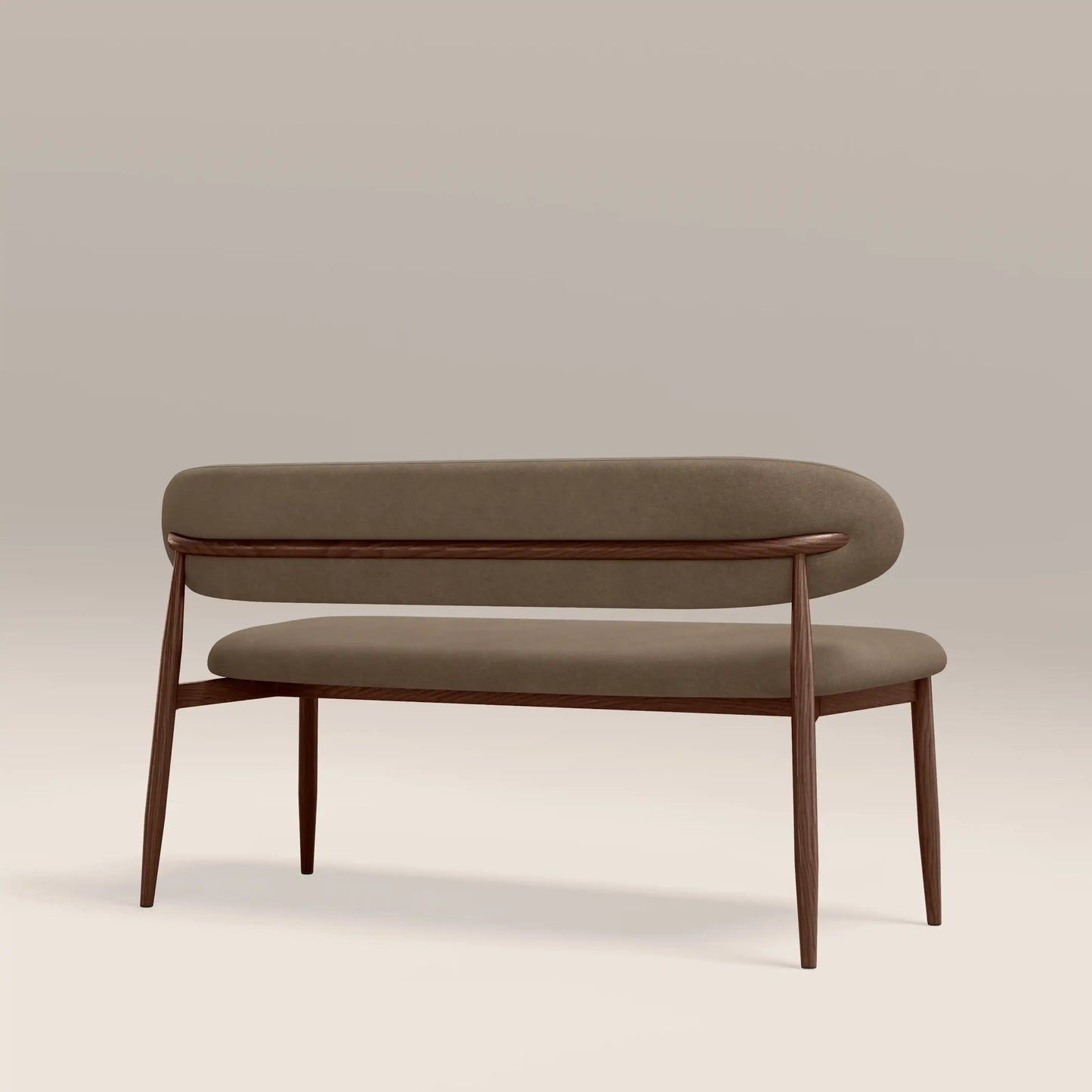 Halston 3 Seater Dining Bench Truffle Brown & Walnut